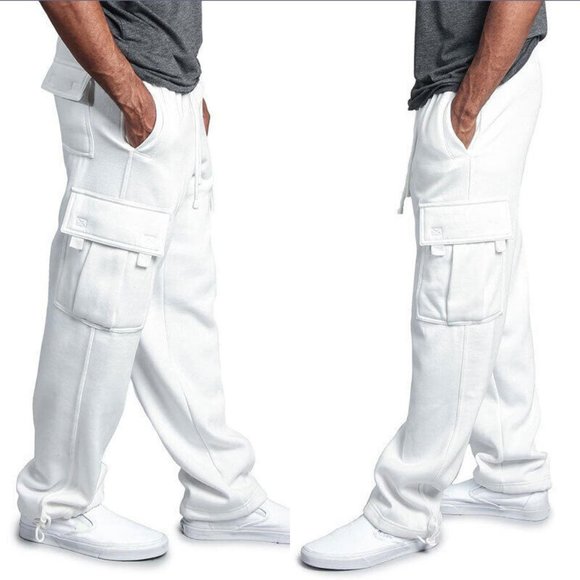Casual Joggers Pants Sweatpants Cargo Pocket Loose - Picture 4 of 5